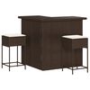vidaXL 3 pcs conjunto de bar p/ jardim com almofad&otilde;es vime PE castanho