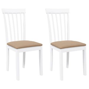 vidaXL Cadeiras de jantar com almofadões 2 pcs madeira maciça branco