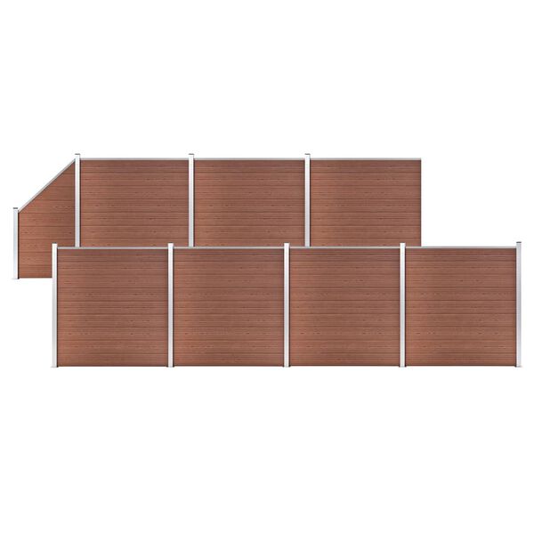vidaXL Painel vedação WPC 7 quadrados+1 inclinado 1311x186cm castanho