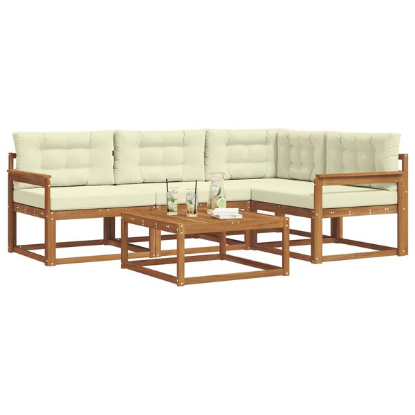 vidaXL Conjunto de Sof&aacute;s para Exterior 5 pcs Natural e Creme