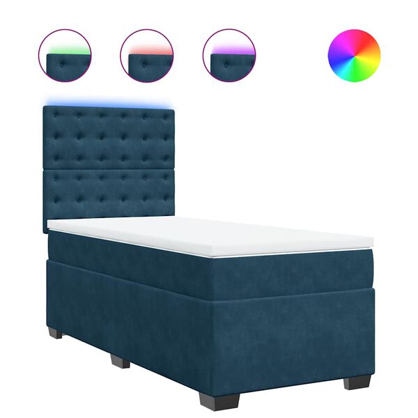 vidaXL Cama boxspring com colch&atilde;o 90x200 cm veludo azul