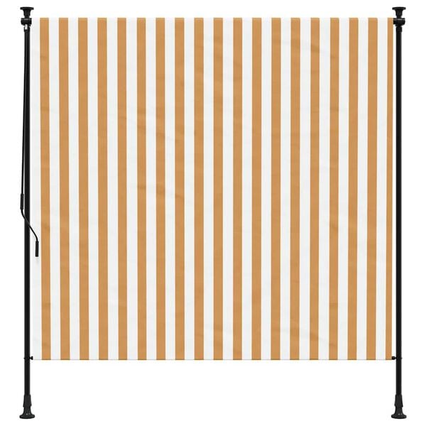 vidaXL Estore de rolo exterior 200x270 cm tecido/a&ccedil;o laranja e branco