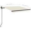 vidaXL Toldo retr&aacute;til manual com postes 3x2,5 m cor creme
