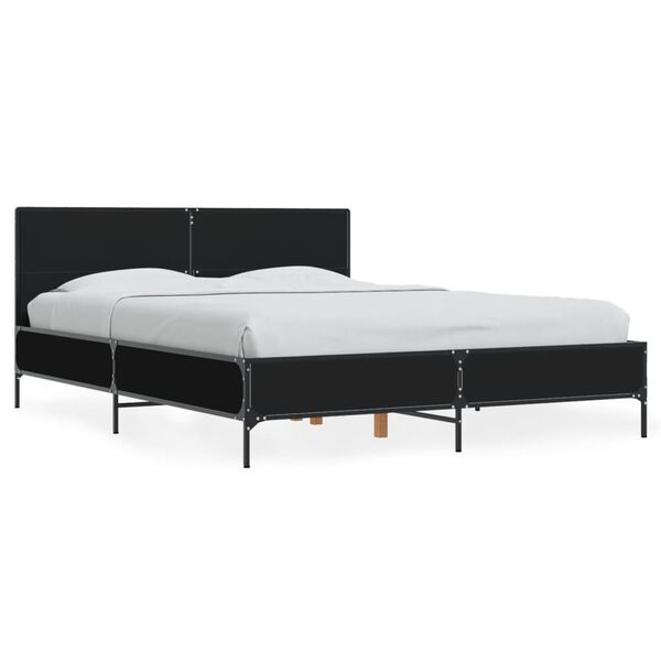vidaXL Estrutura de cama 120x200 cm derivados de madeira/metal preto