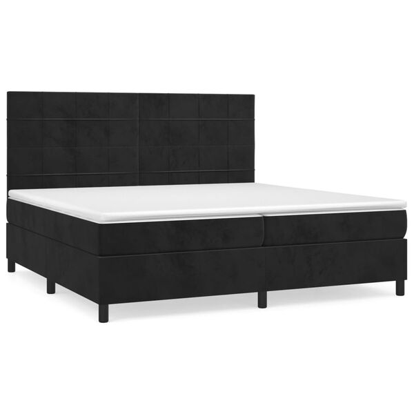vidaXL Cama com molas/colch&atilde;o 200x200 cm veludo preto