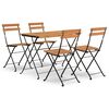 vidaXL 5 pcs conjunto de bistr&ocirc; dobr&aacute;vel madeira de ac&aacute;cia maci&ccedil;a/a&ccedil;o