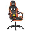 vidaXL Cadeira gaming giratória+apoio pés couro artif. preto/laranja