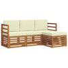 vidaXL Conjunto de Sof&aacute;s para Exterior 4 pcs Natural e Creme