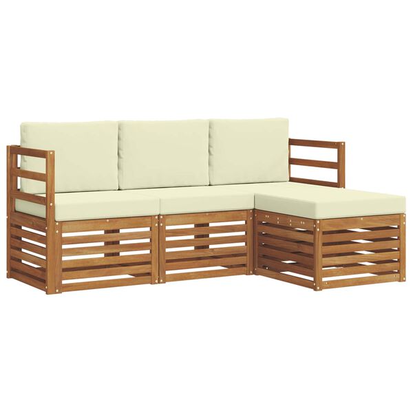 vidaXL Conjunto de Sof&aacute;s para Exterior 4 pcs Natural e Creme