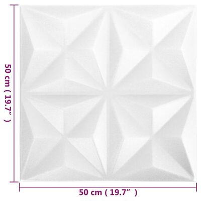 vidaXL Painéis de parede 3D 48 pcs 50x50 cm 12 m² origami branco