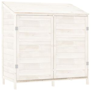 vidaXL Abrigo de jardim 102x52x112 cm madeira de abeto maci&ccedil;a branco