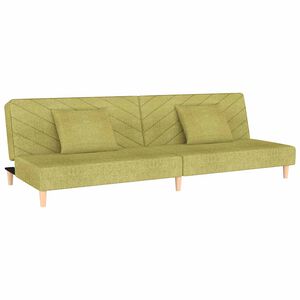 vidaXL Sof&aacute;-cama 2 lugares com duas almofadas tecido verde
