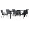 vidaXL 7 pcs conjunto de jantar para jardim a&ccedil;o e textilene preto
