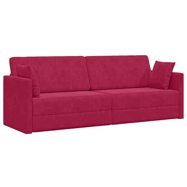 vidaXL Sof&aacute;-cama de ch&atilde;o 200cm Vinho Vermelho Veludo