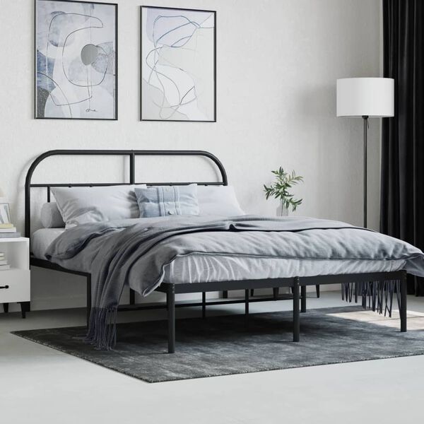 vidaXL Estrutura de cama com cabeceira 140x200 cm metal preto