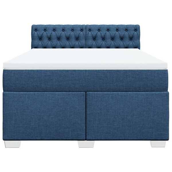 vidaXL Cama com molas/colch&atilde;o 140x190 cm tecido azul