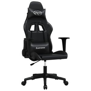 vidaXL Cadeira gaming de massagens couro artificial preto