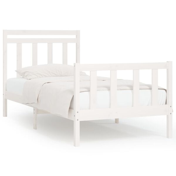 vidaXL Estrutura de cama 100x200 cm pinho maci&ccedil;o branco