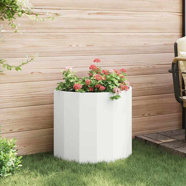 vidaXL Floreira Branco 60 x 30 x 50 cm A&ccedil;o