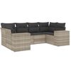 vidaXL 6 pcs conj. sof&aacute;s jardim com almofad&otilde;es vime PE cinzento-claro