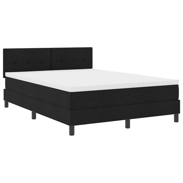vidaXL Cama Box com cabeceira Manual Preto 140 x 190 cm tecido
