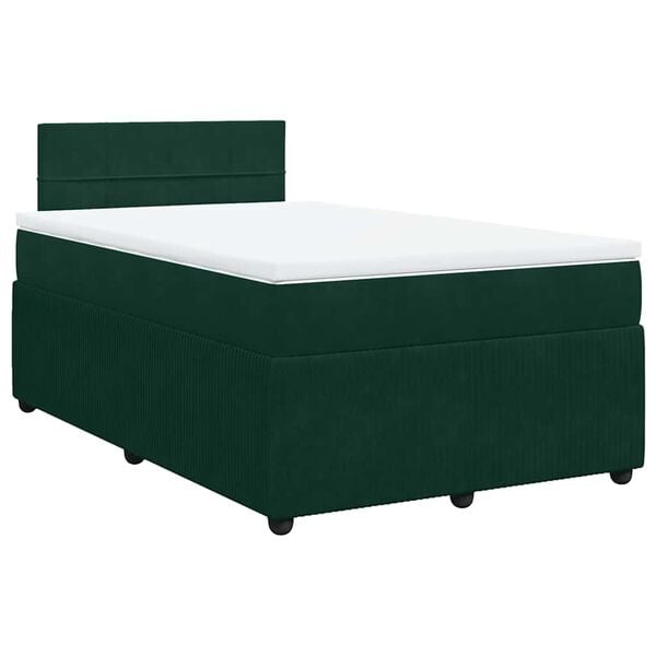 vidaXL Cama boxspring com colch&atilde;o 120x190 cm veludo verde-escuro