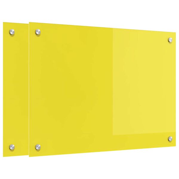 vidaXL Painel de cozinha 2 pcs Amarelo 70 x 50 cm vidro temperado