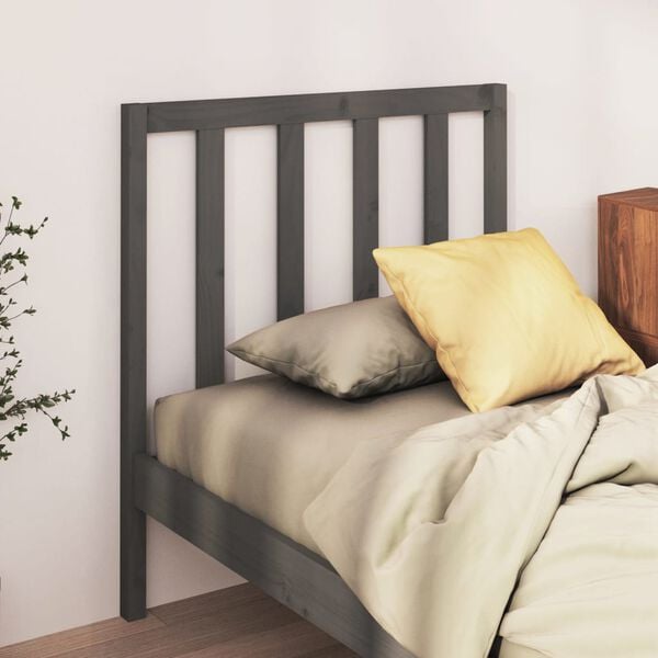 vidaXL Cabeceira de cama 81x4x100 cm pinho maci&ccedil;o cinzento
