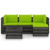 vidaXL 5 pcs conj. lounge jardim + almofad&otilde;es madeira impreg. cinzento