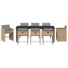 vidaXL Conjunto de Jantar para Jardim com almofada 9 pcs Bege vime PE