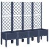 vidaXL Vaso/floreira de jardim c/ treli&ccedil;a 160x40x142 cm PP cinzento azul