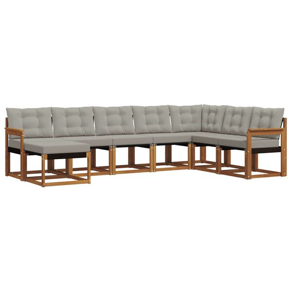 vidaXL Conjunto de Sof&aacute;s para Exterior 8 pcs Cinza Natural e Claro