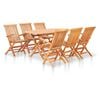 vidaXL 7 pcs conjunto jantar dobr&aacute;vel p/ exterior madeira teca maci&ccedil;a