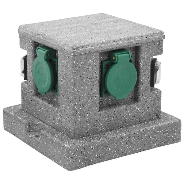 vidaXL Tomada para jardim com sensor de crep&uacute;sculo pl&aacute;stico