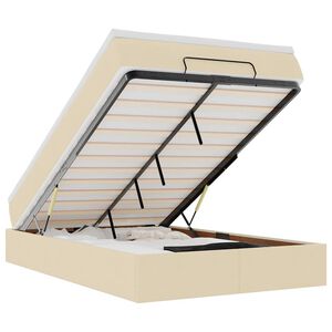 vidaXL Estrutura de cama otomana com colch&atilde;o tecido creme 120x200cm