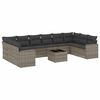vidaXL 11 pcs conjunto sof&aacute;s de jardim c/ almofad&otilde;es vime PE cinzento