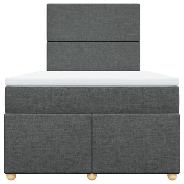 vidaXL Cama boxspring com colch&atilde;o 120x190 cm tecido cinzento-escuro