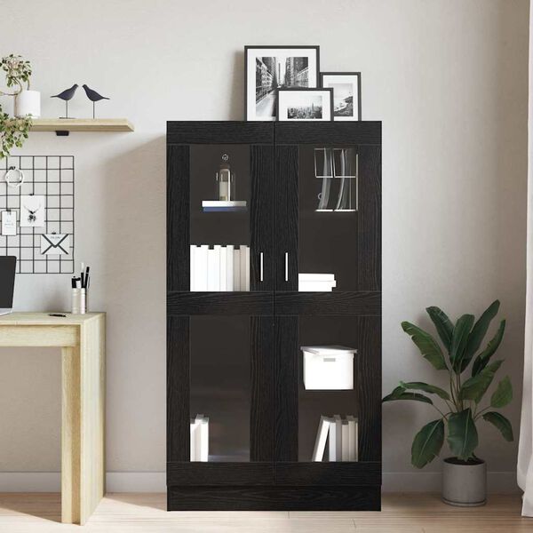 vidaXL Gabinete de Livros Carvalho Preto 82,5 x 30,5 x 150 cm