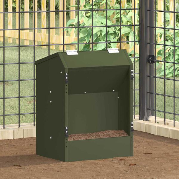 vidaXL Comedouro para Coelhos Verde Oliva 64.5 x 25.5 x 45.5 cm