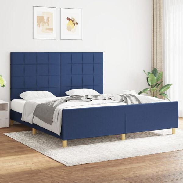 vidaXL Estrutura de cama sem colch&atilde;o 180x200 cm tecido azul