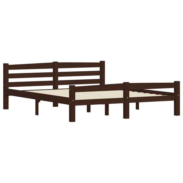 vidaXL Estrutura de cama c/ 2 gavetas 160x200 cm pinho castanho-escuro