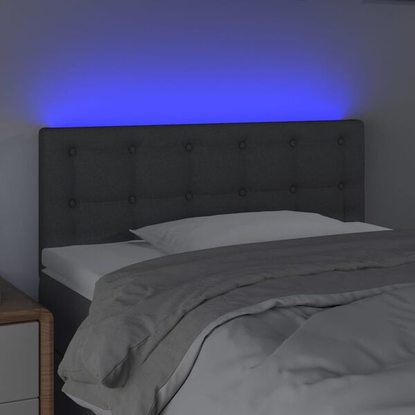 vidaXL Cabeceira de cama c/ luzes LED tecido 90x5x78/88cm cinza-escuro