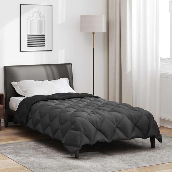 vidaXL Edredom de Inverno Preto e Anthracite 140 x 200 cm Microfibra