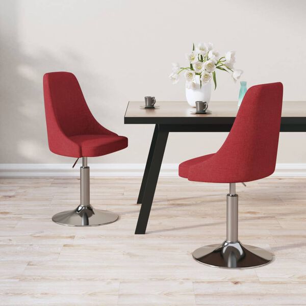vidaXL Cadeiras de jantar girat&oacute;rias 2 pcs tecido vermelho tinto