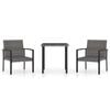 vidaXL 3 pcs conjunto de jantar para jardim vime PE cinzento