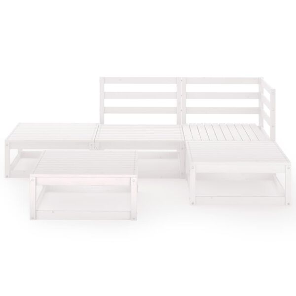 vidaXL 5 pcs conjunto lounge de jardim pinho maci&ccedil;o branco