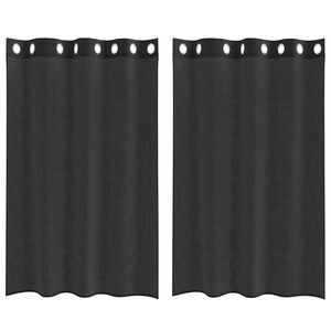 vidaXL Cortinas de voile com ilh&oacute;s 2 pcs preto 140x175 cm