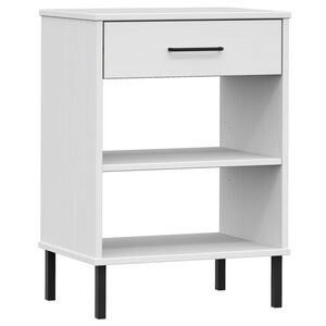 vidaXL M&oacute;vel consola c/ pernas de metal pinho maci&ccedil;o OSLO branco