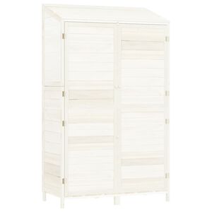 vidaXL Abrigo de jardim 102x52x174,5 cm madeira de abeto maci&ccedil;a branco