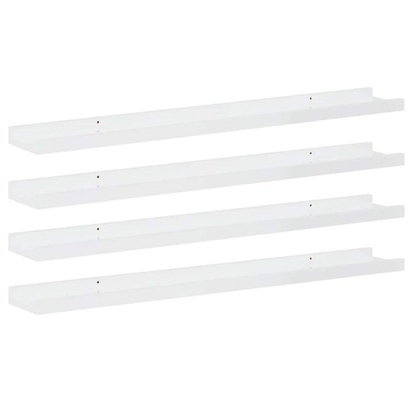 vidaXL Prateleiras de parede 4 pcs 80x9x3 cm branco brilhante